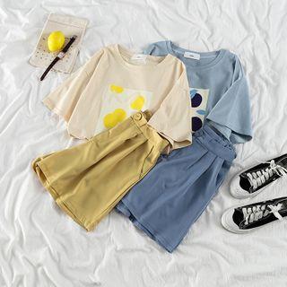 Print Short-sleeve T-shirt / A-line Shorts