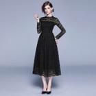 Party Long-sleeve Midi A-line Lace Dress