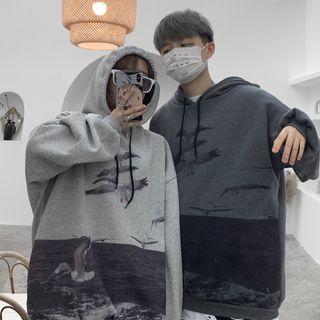 Bird-print Hooded Sweatshirt