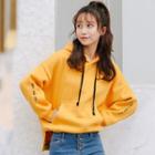 Letter Embroidery Hoodie Yellow - One Size