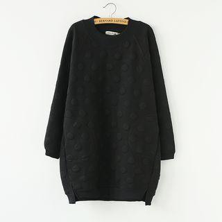 Long-sleeve Polka Dotted Plain Dress