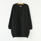 Long-sleeve Polka Dotted Plain Dress