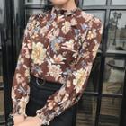Floral Print Stand-collar Long-sleeve Blouse