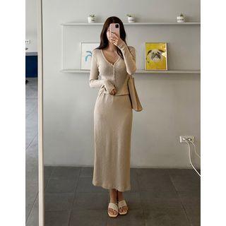 H-line Long Ribbed Skirt