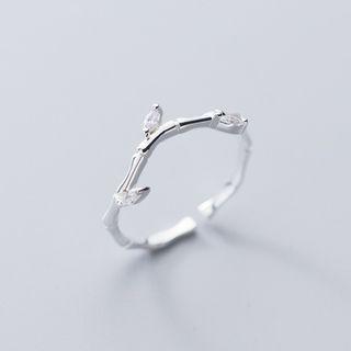 Bamboo Sterling Silver Open Ring Ring - S925 Silver - Silver - One Size