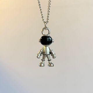 Robot Glaze Pendant Alloy Necklace Silver - One Size