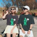 Couple Matching Crocodile Print Short-sleeve T-shirt