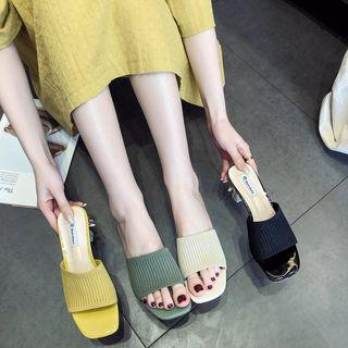 Knitted Slide Clear Heel Sandals