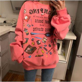 Cartoon Print Lettering Sweatshirt