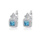 Sterling Silver Fashion And Elegant Geometric Stud Earrings With Blue Cubic Zirconia Silver - One Size