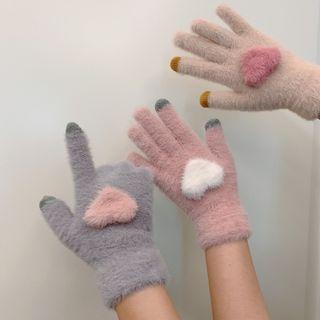 Chenille Heart Touchscreen Gloves