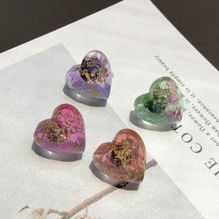 Gold Leaf Acrylic Heart Earring