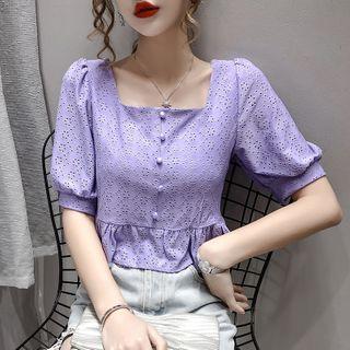 Puff Shoulder Short-sleeve Top