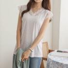 Lace Cap-sleeve Silky Top