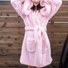 Fleece-lined Rabbit Ear Accent Hooded Robe