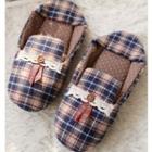 Lace-trim Plaid Slippers