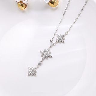 925 Sterling Silver Rhinestone Star Pendant Necklace 925 Sterling Silver - 1 Piece - As Shown In Figure - One Size