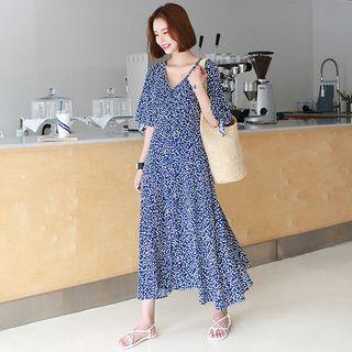 Tie-sleeve Floral Maxi Dress