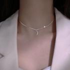 Moon & Star Sterling Silver Choker Silver - One Size