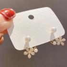 Flower Faux Pearl Sterling Silver Earring 1 Pair - Eh1291 - White - One Size