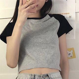 Short Sleeve Round Neck Color Panel T-shirt