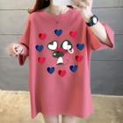 Mouse Print 3/4-sleeve T-shirt