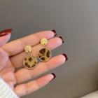 Leopard Print Fabric Alloy Dangle Earring 1 Pair - Leopard - Gold - One Size