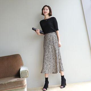 Tie-waist Maxi Leopard Skirt