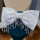 Wedding Bow Fabric Faux Crystal Hair Clip White - One Size
