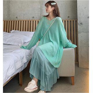 Knit Pullover / Strappy Midi A-line Dress