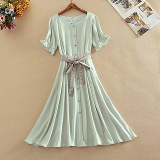 Short-sleeve Crew Neck Dress