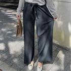 Band-waist Pleated Pants With Cord