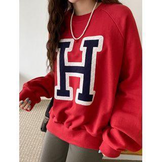Plus Size Raglan Letter Sweatshirt