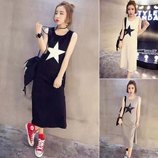 Star Print Midi Tank Dress