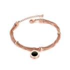 Fashion Temperament Plated Rose Gold Roman Numerals Geometric Round 316l Stainless Steel Multi-layer Bracelet Rose Gold - One Size