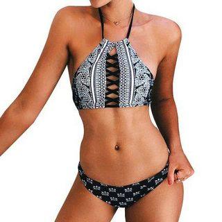 Printed Cross Strap Front Tankini