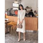 Dali Hotel 3/4-sleeve Rib Knit Dress
