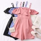 Off-shoulder Ruffled Wide-leg Playsuit