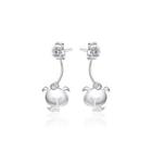 Sterling Silver Simple And Cute Puppy Earrings With Cubic Zirconia Silver - One Size