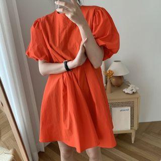 Short-sleeve Plain Oversized A-line Dress