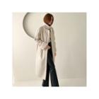 Funnel-neck Faux-shearling Coat Ivory - One Size