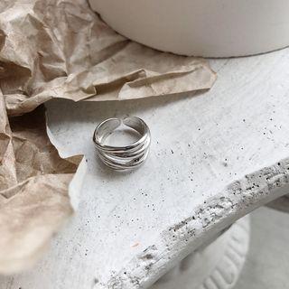 925 Sterling Silver Crossed Open Ring K598 - Open Ring - Platinum - One Size