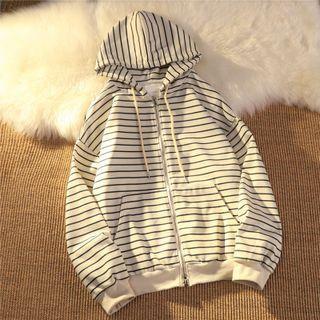 Long Sleeve Striped Zip-up Hoodie