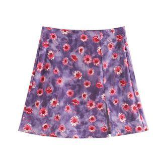 Tie-dye Floral Print Mini A-line Skirt