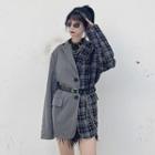 Checked Panel Single-breasted Blazer