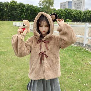 Bear Ear Hooded Jacket Khaki - One Size