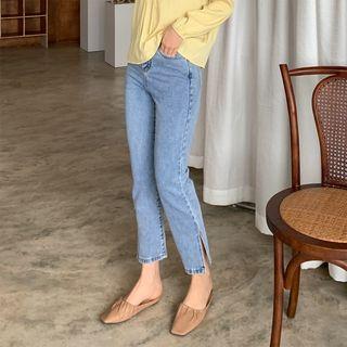 Slit Straight-leg Jeans