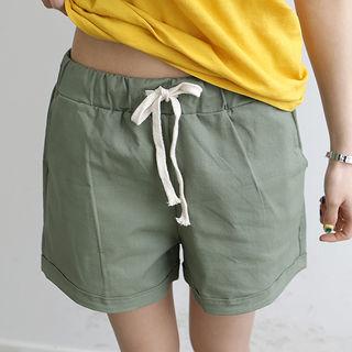 Colored Drawstring-waist Shorts