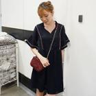 Short-sleeve V-neck Chiffon Dress