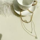 Pearl Chain Tiered Necklace Gold - One Size